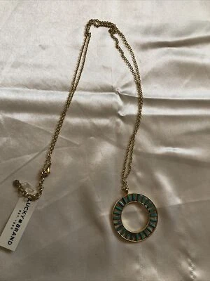 Collar Colgante Reversible Rayo de Sol Tono Dorado Marca Lucky Acentos Turquesa Nuevo con Etiquetas Foto 1 de 4