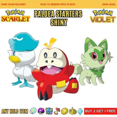 ✨ALL Paldea Shiny Starters  + Any Held Item - Pokemon Scarlet & Violet 🚀FAST🚀 - Image 1 of 2