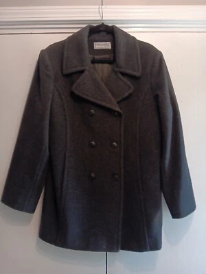 Forecaster of Boston Mujer Doble Pecho Lana y Cachemira Largo Medio Gris ~ Usado en Excelente Condición ~ Foto 1 de 4