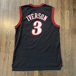 Philadelphia 76ers Jersey XL Allen Iverson Reebok Sixers Black - Picture 1 of 7