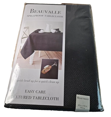 NEW Black Beauvalle Spill Proof 60 In X 84 In Microfiber Tablecloth  New in Pkg - Image 1 of 2