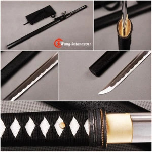 Matte Black Ninjato Traditional Japanese Ninja Straight Practical Katana Sword - Picture 1 of 12