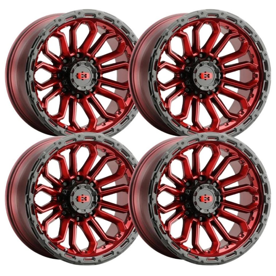 (Juego-4) Llantas Vision 405 Korupt 17x8 5x5 5x127 30mm Rojo Negro Llantas 17 pulgadas Foto 1 de 1