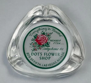Cenicero de vidrio publicitario vintage S. 5th Las Vegas Flower Shop años 50 - Imagen 1 de 4