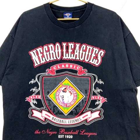 Vintage Negro Leagues Baseball T-shirt Size 2XL Black Double Sided Made Usa Nlb Cover