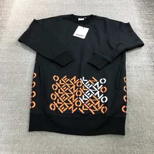 Kenzo Vestito Donna Maglione Medio Vestito Sportivo Arancione Nero Tasca