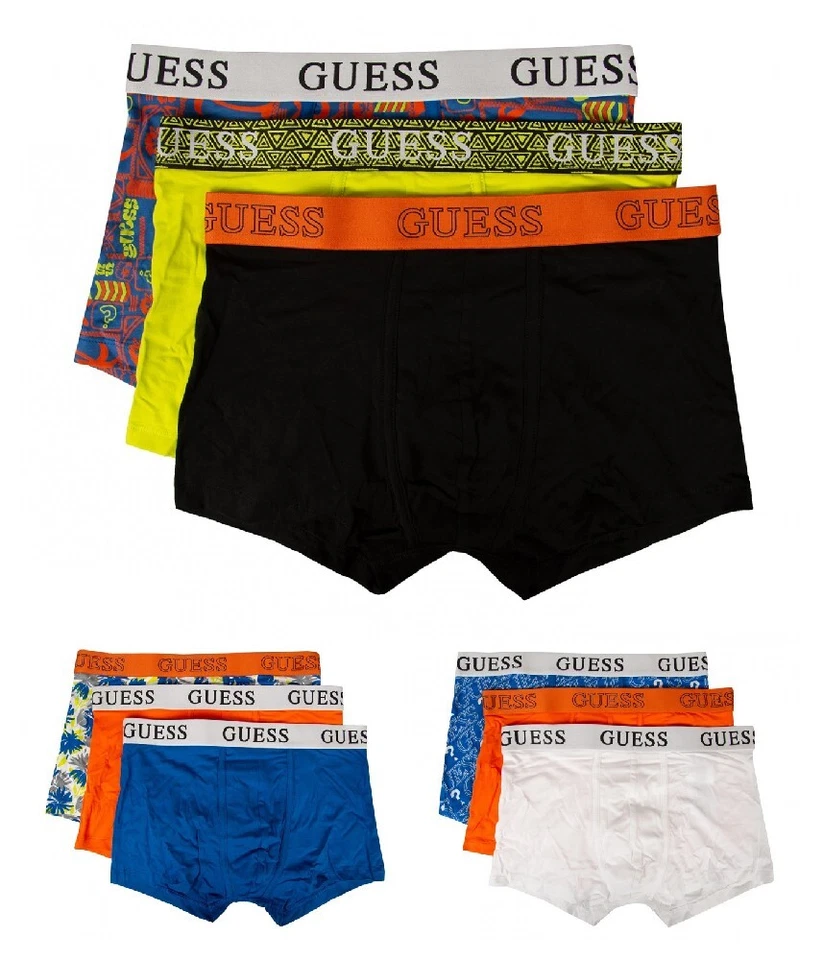 SG Boxer uomo GUESS confezione 3pezzi tripack elastico a vista cotone elasticizz - Immagine 1 di 1