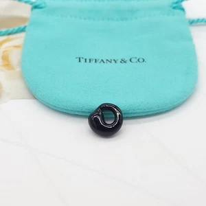 Tiffany & Co Elsa Peretti Black Jade Carved Eternal Circle Pendant w/Pouch - Picture 1 of 6