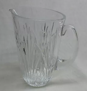 Brocca vintage in vetro trasparente spesso con linee di erba scanalate - Foto 1 di 8