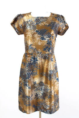 Benetton Kleid Gr. L / 40 A-Linie Cocktailkleid Sommerkleid Satin Dress Robe - Bild 1 von 3