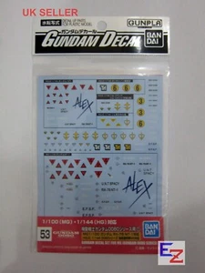 Bandai Gundam Decal GD-53 for 1/100 MG RX-78 NT-1 1/144 0080 Pocket War Gunpla - Picture 1 of 1