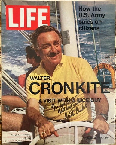 WALTER CRONKITE SIGNED / AUTOGRAPHED LIFE MAGAZINE -  THE BEST ON EBAY! Cover