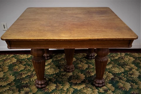 Antique Quarter Sawn Oak Country Farm House Table 2 leaves Chunky 5 Legs Kitchen Cover