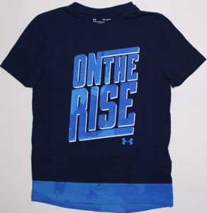 UNDER ARMOUR "ON THE RISE" BOYS T-SHIRT SIZE SMALL TO LARGE NEW BLUE RARE - Picture 1 of 4