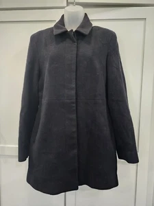 Anne Klein Black Wool Single Breasted Mid Length Coat Sz 6 - Picture 1 of 6