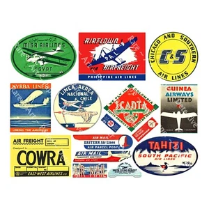 Airplane Luggage Labels & Baggage Tags, Airline Labels, 1 Sheet, REPRODUCTIONS - Picture 1 of 1
