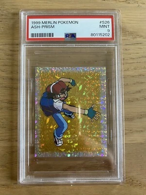 Carte Pokémon Merlin Stickers Nintendo Topps Ash S26 Sacha Holo Prism PSA 9 PCA - Photo 1/3