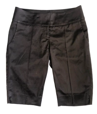 Bermudas de vestir Bebe talla 6 marrón satinado bolsillos elásticos tiro medio para mujer Foto 1 de 4