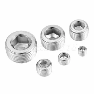 Silver 1/8" 1/4" 3/8" 1/2" NPT Iron Internal Hex Thread Socket Pipe Plug Kit New - Picture 1 of 12