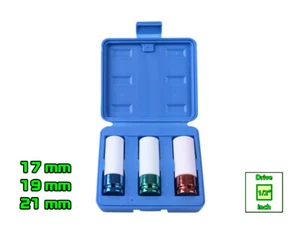 1/2"DR 6PT Thin Wall Impact Socket Set With Plastic Sleeve for Wheel Rim - Picture 1 of 4