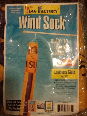 LSU Tigers Flag Factory Windsock; NCAA; SEC Football Cover