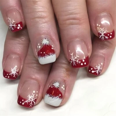 24Pcs Short Square Christmas False Nails Elegant Fall Press on Nails for Women - Image 1 of 4