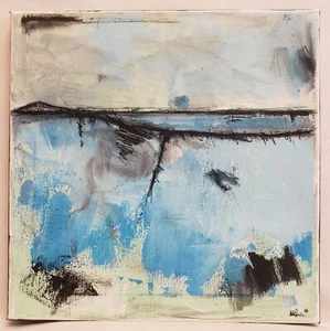 No.638 Original Abstract Modern Minimal Landscape Painting By K.A.Davis - Picture 1 of 12