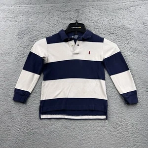 Vintage Polo Ralph Lauren Youth XL Mens Small Striped Rugby Long Sleeve Shirt z6 - Picture 1 of 9