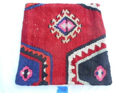 Capa de travesseiro Kilim exclusiva 16x16" estojo de tapete Kilim zíper escondido trabalho incrível - Imagem 1 de 4