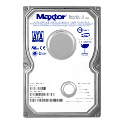 Maxtor Diamondmax 10 200gb 7.2k 8mb SATA 3.5'' 6b200m0 - Image 1 of 3