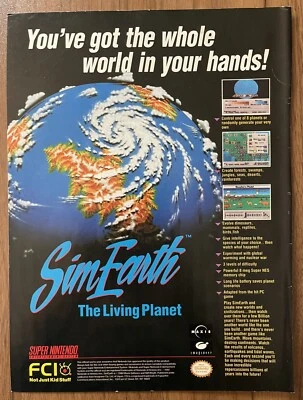 1993 Sim Earth The Living Planet Super Nintendo Video Game Magazine Ad - Image 1 of 2