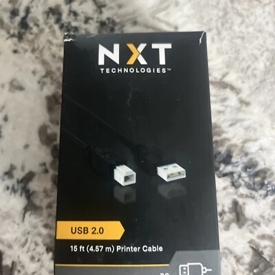 NXT Technologies 15' USB A Male/B Male Black NX29748 - Image 1 of 4