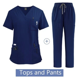 Medical Uniform Scrub Hospital Working Scrubs Set Nursing Scrub Uniforms Women - Picture 1 of 16