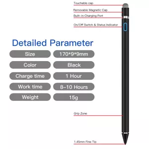 Active Stylus Pen Compatible for iOS&Android Touch Screens Rechargeable Pencil - Picture 1 of 18