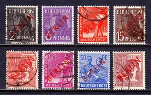 DEUTSCHLAND (BERLIN) — SCOTT 9N21/9N31 — 1948-49 ROT BERLIN OVPTS. — GEBRAUCHT — SCV 37 $ - Bild 1 von 2