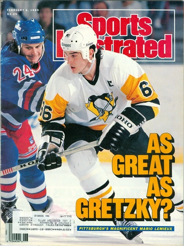 1989 Sports Illustrated: Mario Lemieux - Pittsburgh Penguins - Great as Gretzky? Foto 1 de 1