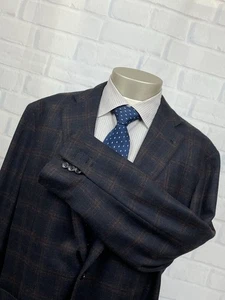 BELVEST Men’s 2 Btn Cashmere Surgeon Cuff Glen Check Sport Coat Blazer Size 44 R - Picture 1 of 15