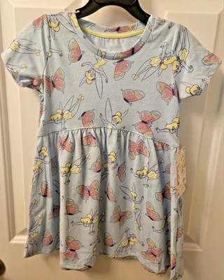 NWT Tinkerbell Toddler Girl Allover Print Skater Dress Short Sleeves Size 4T - Image 1 of 4