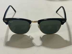Ray-Ban RB3016 Clubmaster W0365 Black Gold Sunglasses Lenses Scratched - Picture 1 of 14