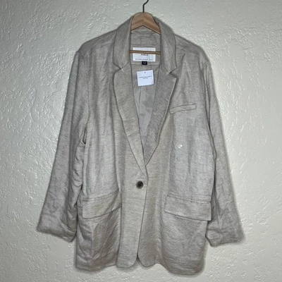 American Eagle Women’s Cream Linen Viscose Single Button Blazer XL NWT - Image 1 of 4
