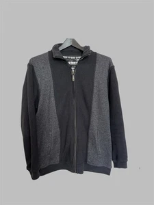 Ethnic Blue Mens XL Black/Grey Zip Up Sweatshirt Jacket Ribbed Cuff Collar - Picture 1 of 5