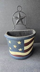Rustikale Americana Wand Tasche Eimer Urholz Stern Flagge Landhaus Deko - Bild 1 von 8