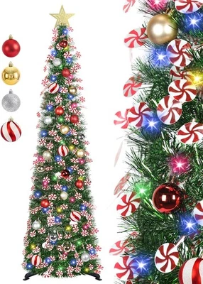 5 FT Pop Up Christmas Tree with Timer Lights and 5ft, Green - Candy  - Image 1 of 4