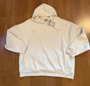 Brand New Puma Women’s Logo Active Hoodie Size XXl Cream Beige - Picture 1 of 10