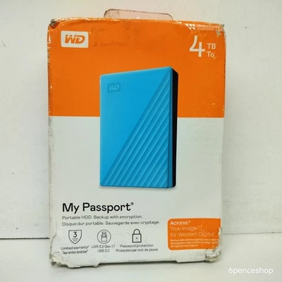 *Deformed Box*WD My Passport 4TB Portable External Hard Drive WDBPKJ0040BBL-WESN - Image 1 of 4