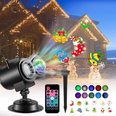 2IN1 Christmas Moving Laser LED Projector Light Xmas Party Outdoor LandscapeLamp - Image 1 of 4
