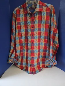 Robert Graham Print Flip Cuff Long Sleeve Button Down Cotton Dress Shirt XL - Picture 1 of 6