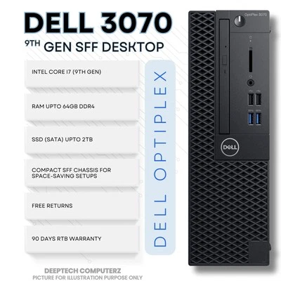 DELL OptiPlex 3070 SFF Core i7-9th Gen 64GB RAM DDR4 2TB SSD Wi-Fi Enabled Win11 - Image 1 of 4