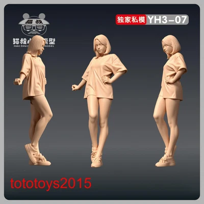 1/64 1/43 1/87 1/24 1/18 short sleeved beauty Girl Scene Miniatures Figure Doll - Image 1 of 2