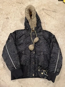 Rocawear Damen Größe XL Daunenjacke Y2K Logo bestickt Cropped Kapuze Fell - Bild 1 von 11